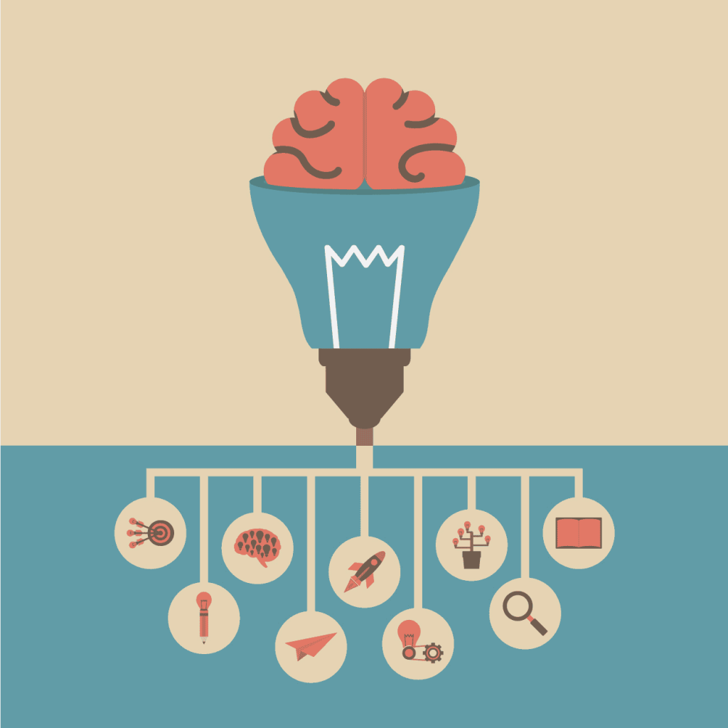 Ilustracija ljudskog mozga koji koristi mentalne prečace u obradi informacija